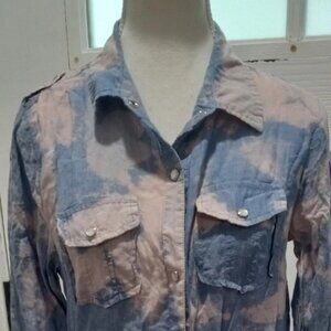 JAK Ladies Pearl Snap Button Up Shirt Size Small